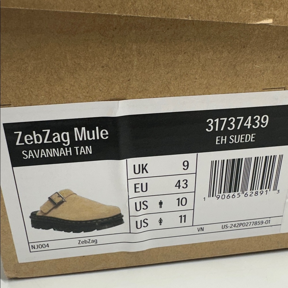 Doc Martens Zebzag Suede Platform Mules Shoes Savannah Tan NEW Women's Size 11 - Picture 10 of 12